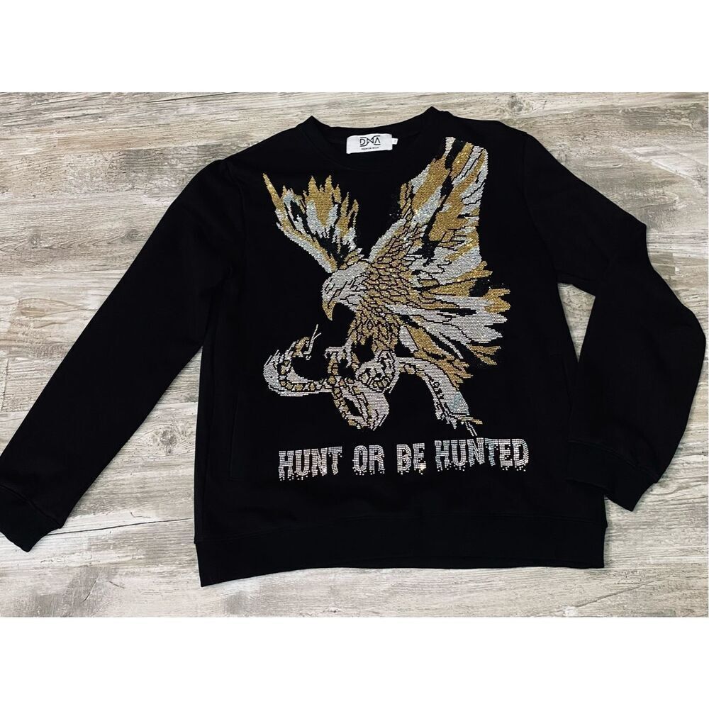 DNA Premium Wear Mens Rhinestone Eagle Sweatshirt Size M